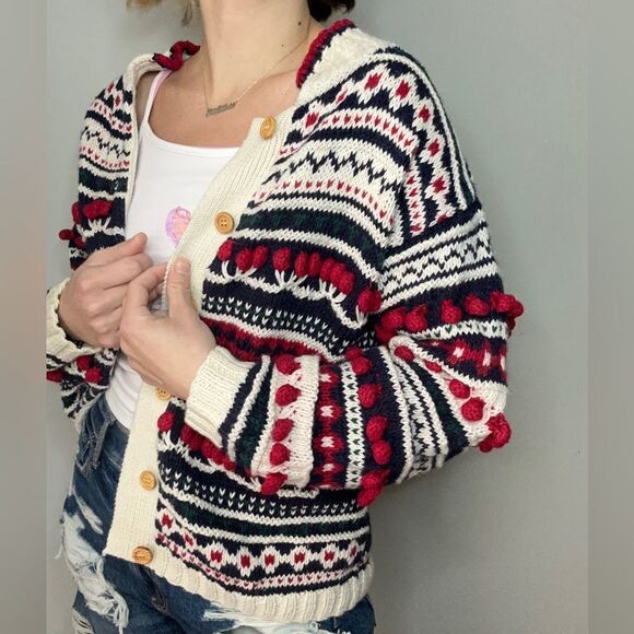 Birch Bros Eagle Eye Button Up Vintage Cardigan Sweater Patterned - Picture 1 of 12